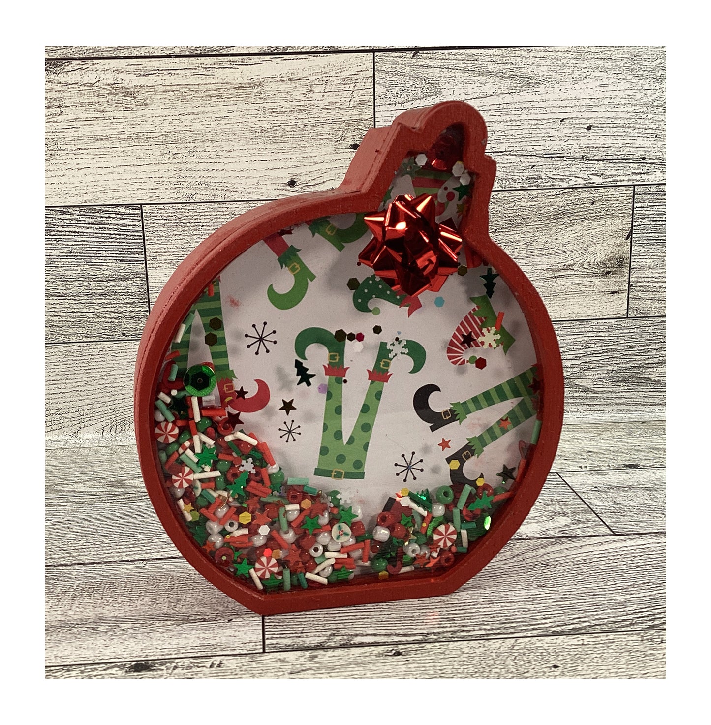 AGD Christmas Decor - Ornament Elf Elves Legs Chunky Wood Snow Shaker