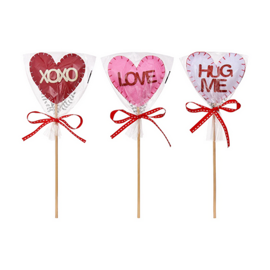 Michaels Valentines Decor - Love XOXO Hug Felt Heart Floral Picks 3pc Set