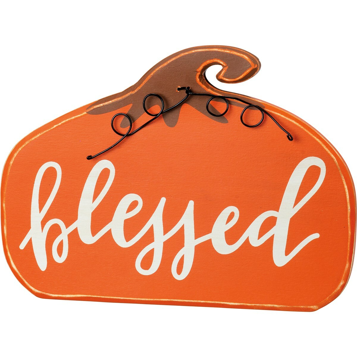 PBK Fall Decor -  Blessed Chunky Orange Wood Pumpkin