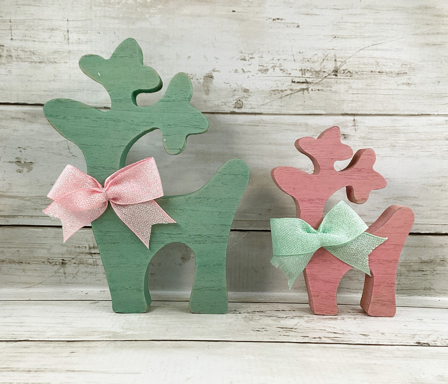 AGD Christmas Decor - Pastel Reindeer Retro Pink Tree Garland 4pc