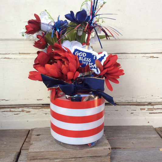 AGD Patriotic Decor - God Bless America Small Floral Centerpiece