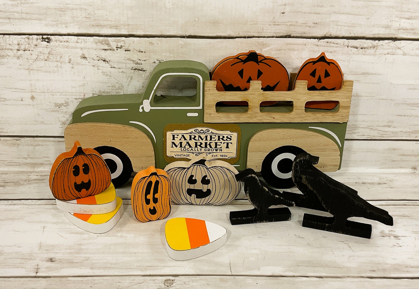 AGD  Fall Decor - Farmers Market Stand Multi Seasons Chunky Wood Truck