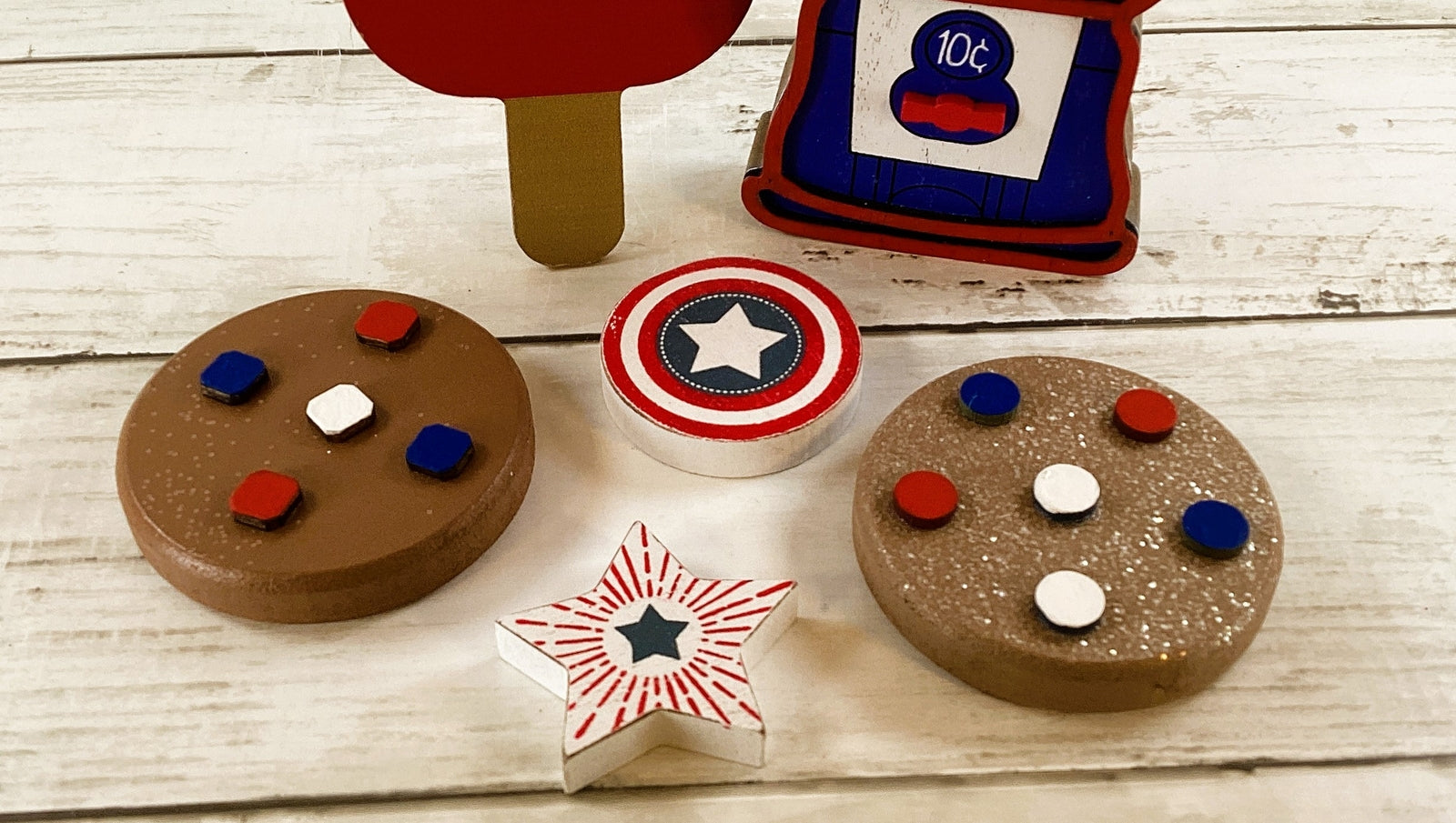 AGD Patriotic Decor - July 4th Theme Gumball Popsicle Cookie 5pc Set