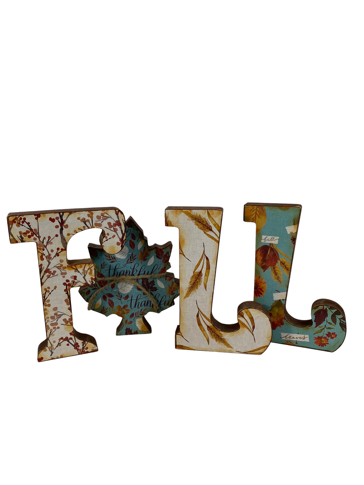 AGD Fall Decor - F A L L Leaf Chunky Letters Tabletop Sign