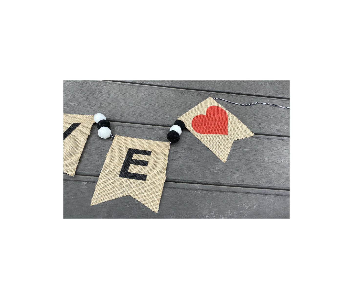 AGD Valentines Decor - Felt Balls and Burlap Love Pennant Garland 4.5ft