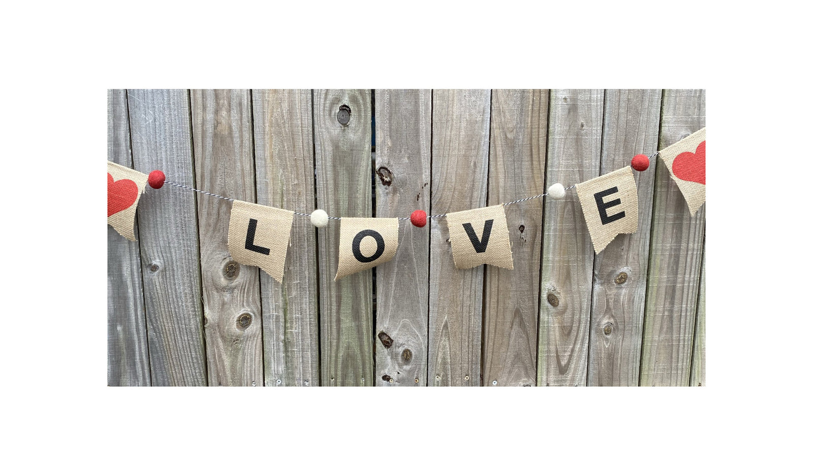 AGD Valentines Decor - Felt Balls and Burlap Love Pennant Garland 4.5ft