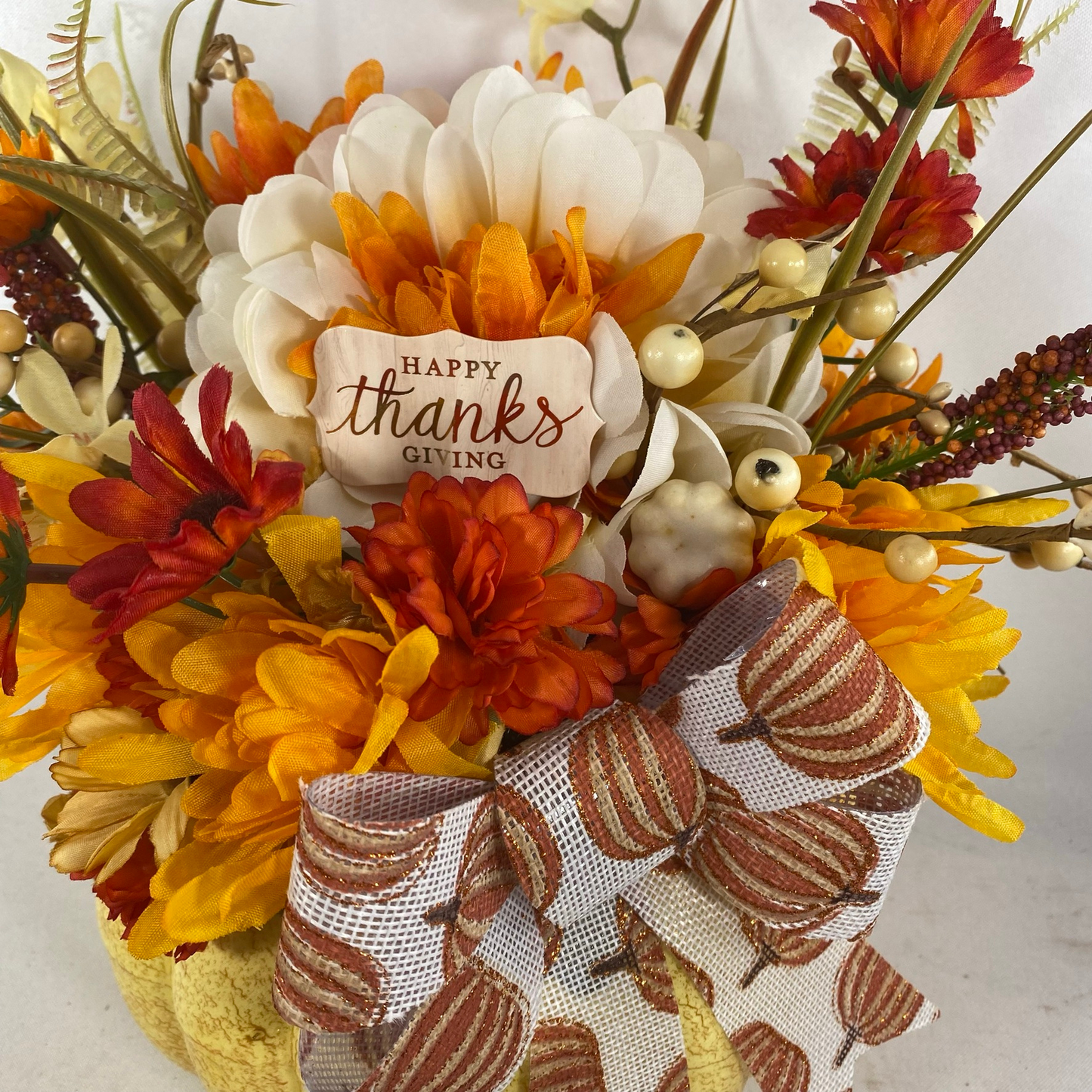AGD Fall Decor -  Give Thanks Pumpkin Floral Centerpiece