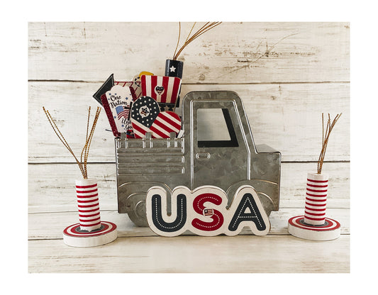 AGD Patriotic Decor - July 4th USA Metal Truck Tabletop Display