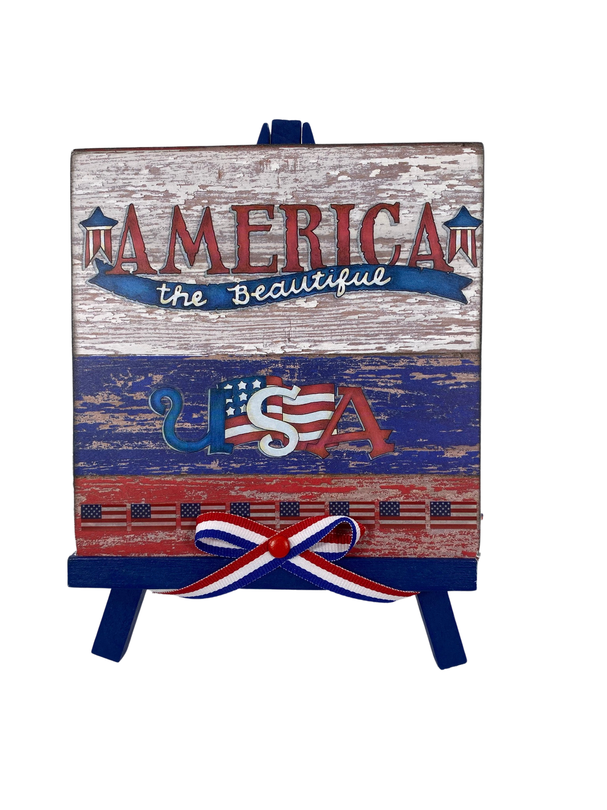 AGD Patriotic Decor - America the Beautiful USA Easel Sign