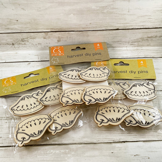DT Fall Craft Supply - DIY Unfinished Wood Pies Clothespins Ornament 3pk