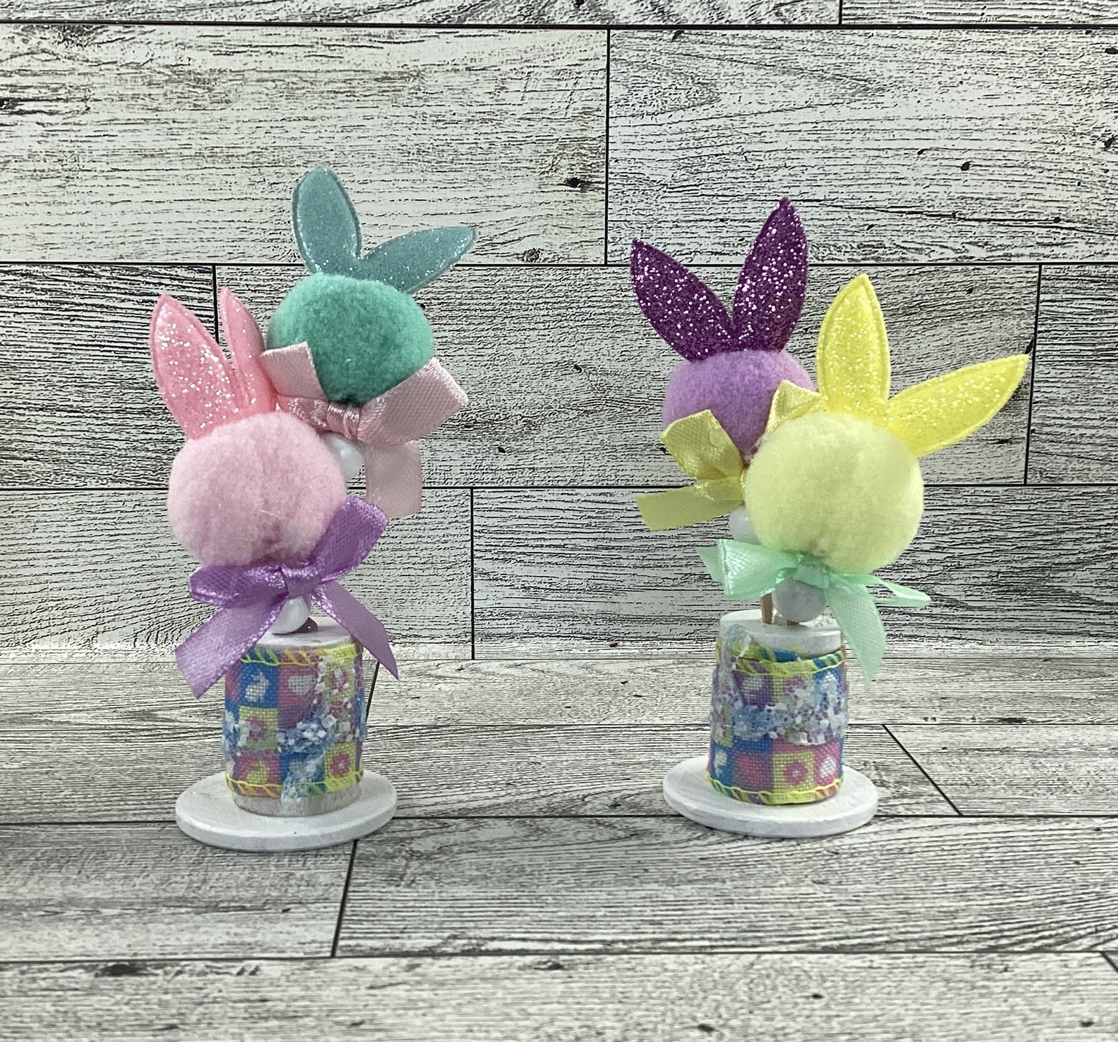 AGD Easter Decor - MDF Gumball Machine and Pom Pom Bunny Tier Tray 3pc