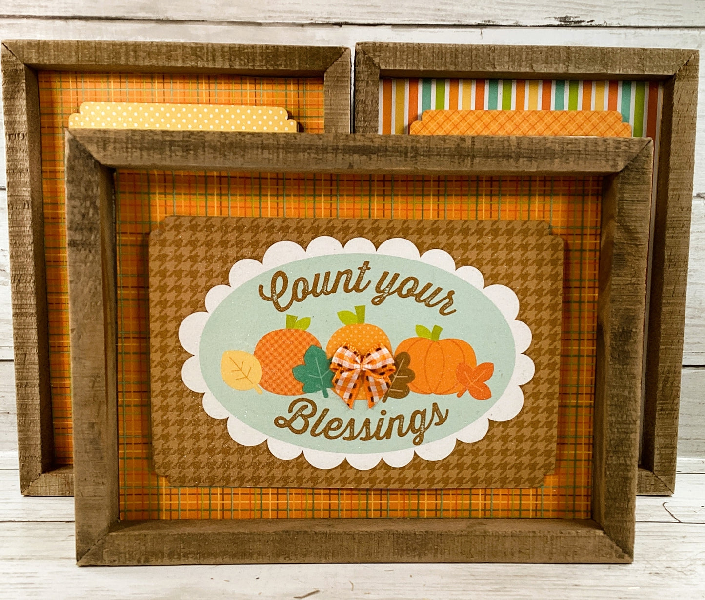AGD Fall Decor - Count Your Blessings Sunflower Mason Jar inset Sign 3pc Set