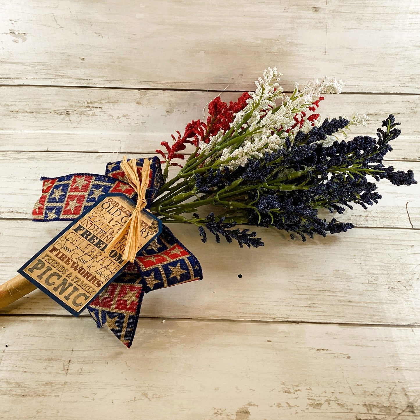 AGD Patriotic Decor - July 4th Red White Blue Artificial Flower Bouquet