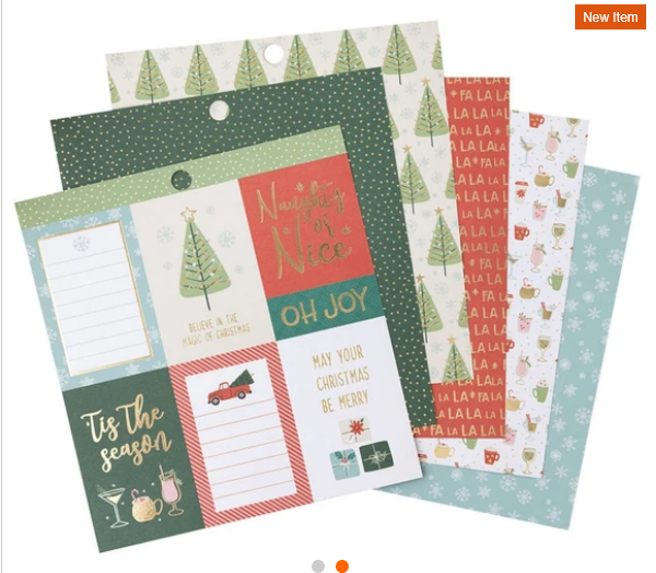 DCWV Christmas Craft Supply - Holiday Delight Gold Foil Scrapbook 6x6 Paper Pad