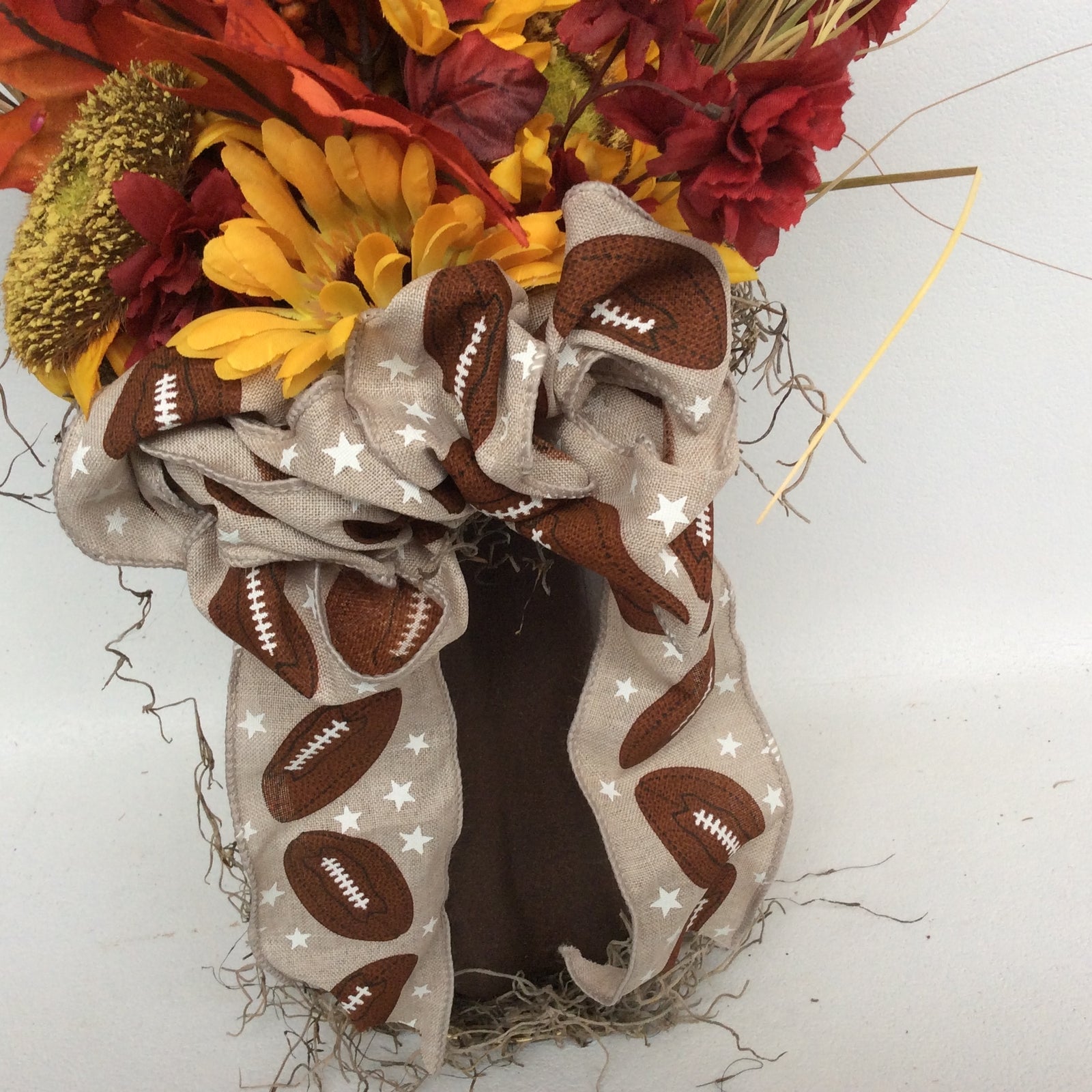 AGD Fall Decor - Football Pumpkin Filled Artificial Floral Display