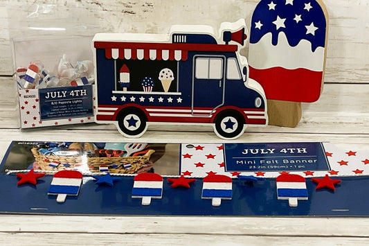 AGD Patriotic Decor - Popsicle Ice Cream Truck & LED Popsicle Lights 2pc