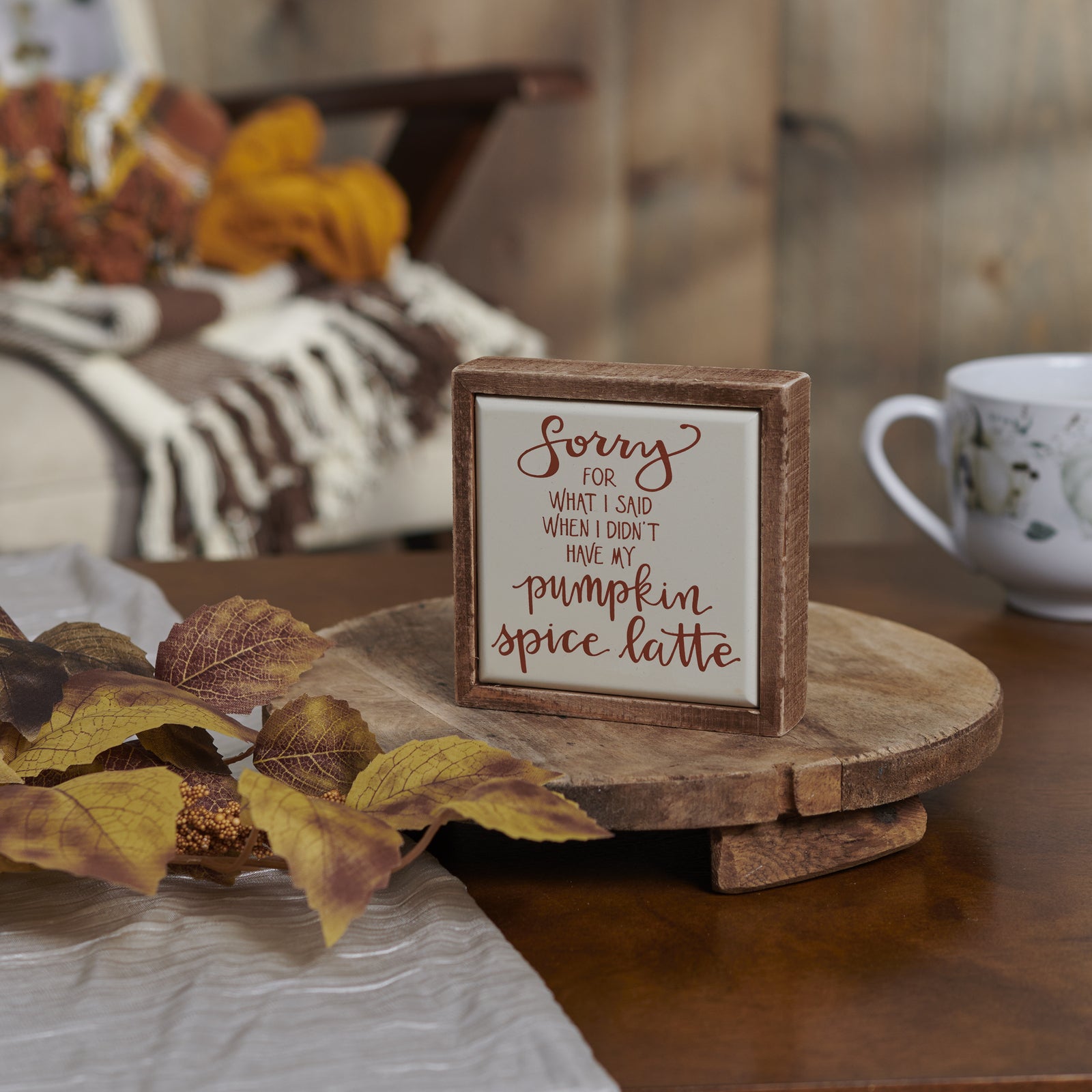 PBK Fall Decor -Humor Pumpkin Latte Mini Tier Tray Sign