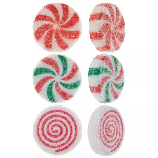 HL Christmas Craft Supply  - Small Plastic Glitter Peppermint Candies 6pc