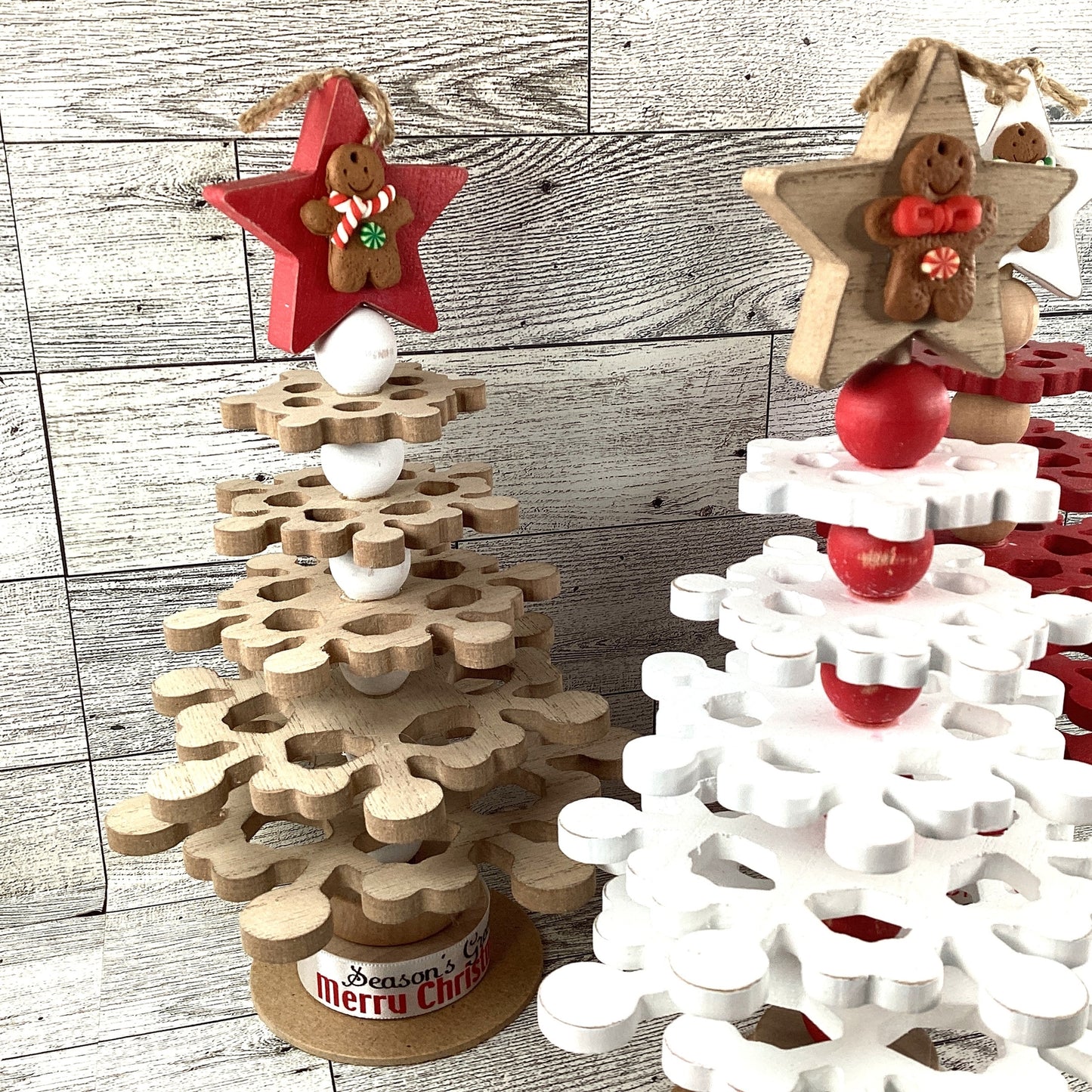 AGD Christmas Decor - Wood Snowflake Gingerbread Trees 3pc Set