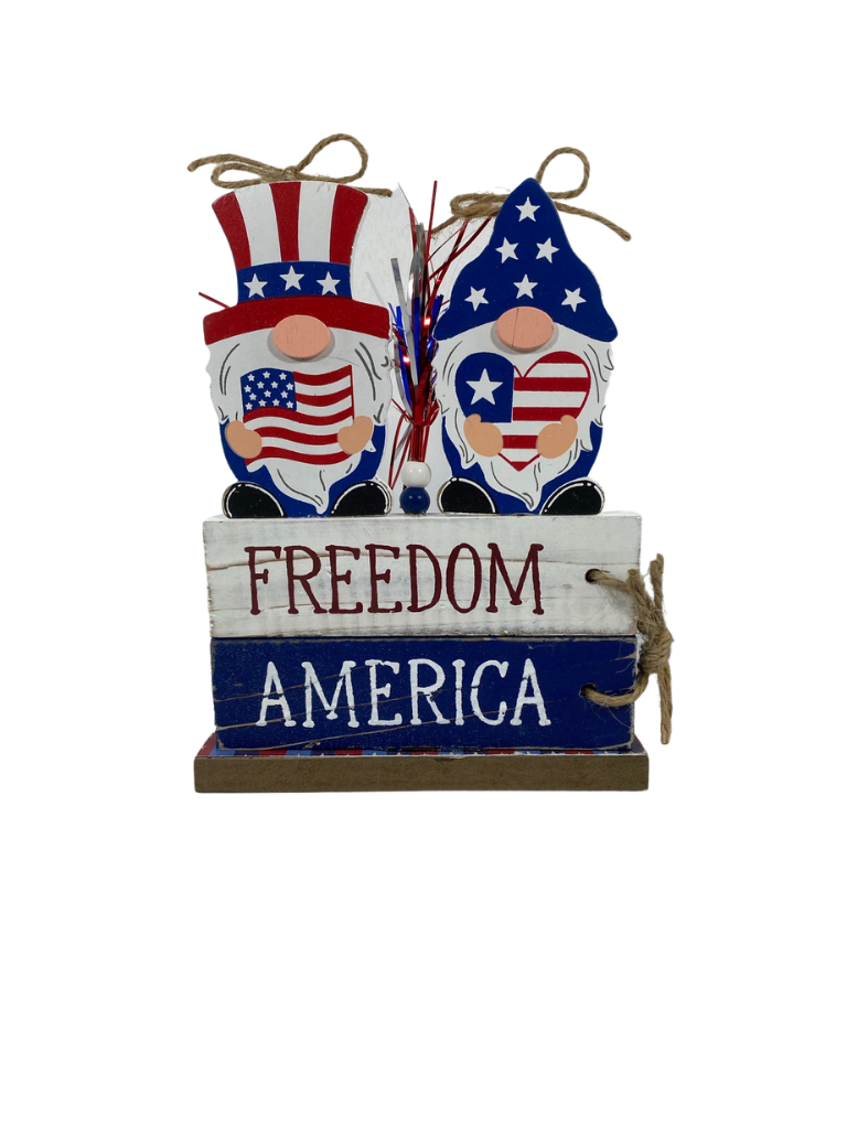 AGD Patriotic Decor - Freedom America Gnome Chunky Sign
