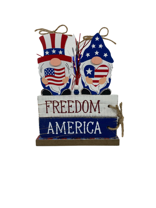 AGD Patriotic Decor - Freedom America Gnome Chunky Sign