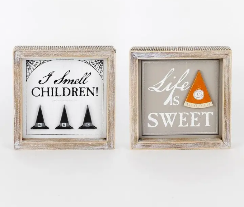Adams Halloween Fall Decor -  Witch Hat Sweet Pie Reversible Box Sign
