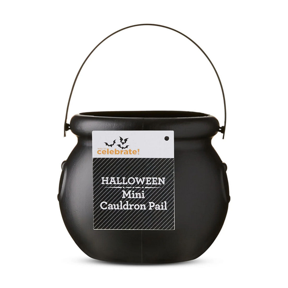 WM Halloween Supply  - Small Black Plastic Cauldron with Handle 5 inch