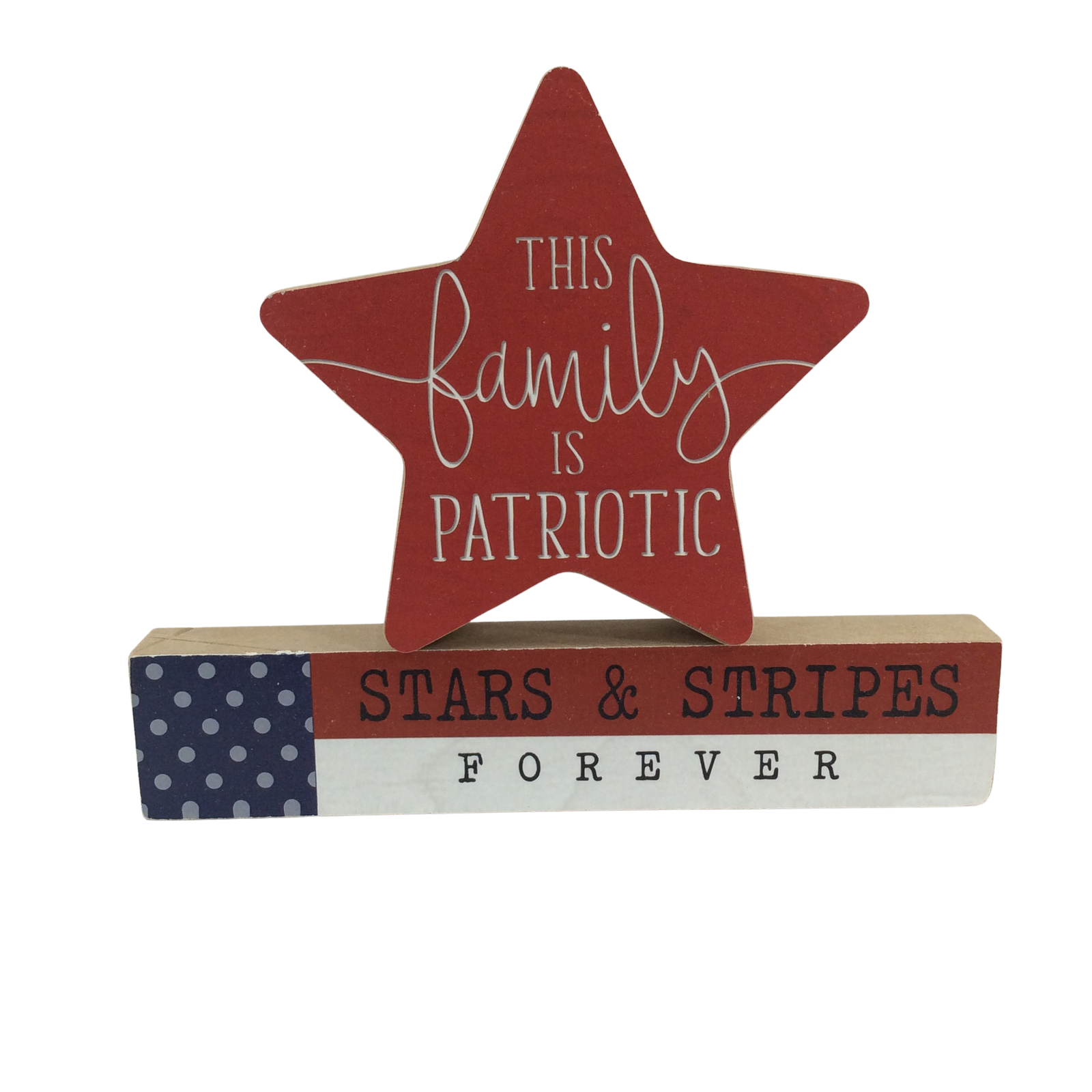 AGD Fall Decor -  This Family is Patriotic Chunky Wood 2pc Set