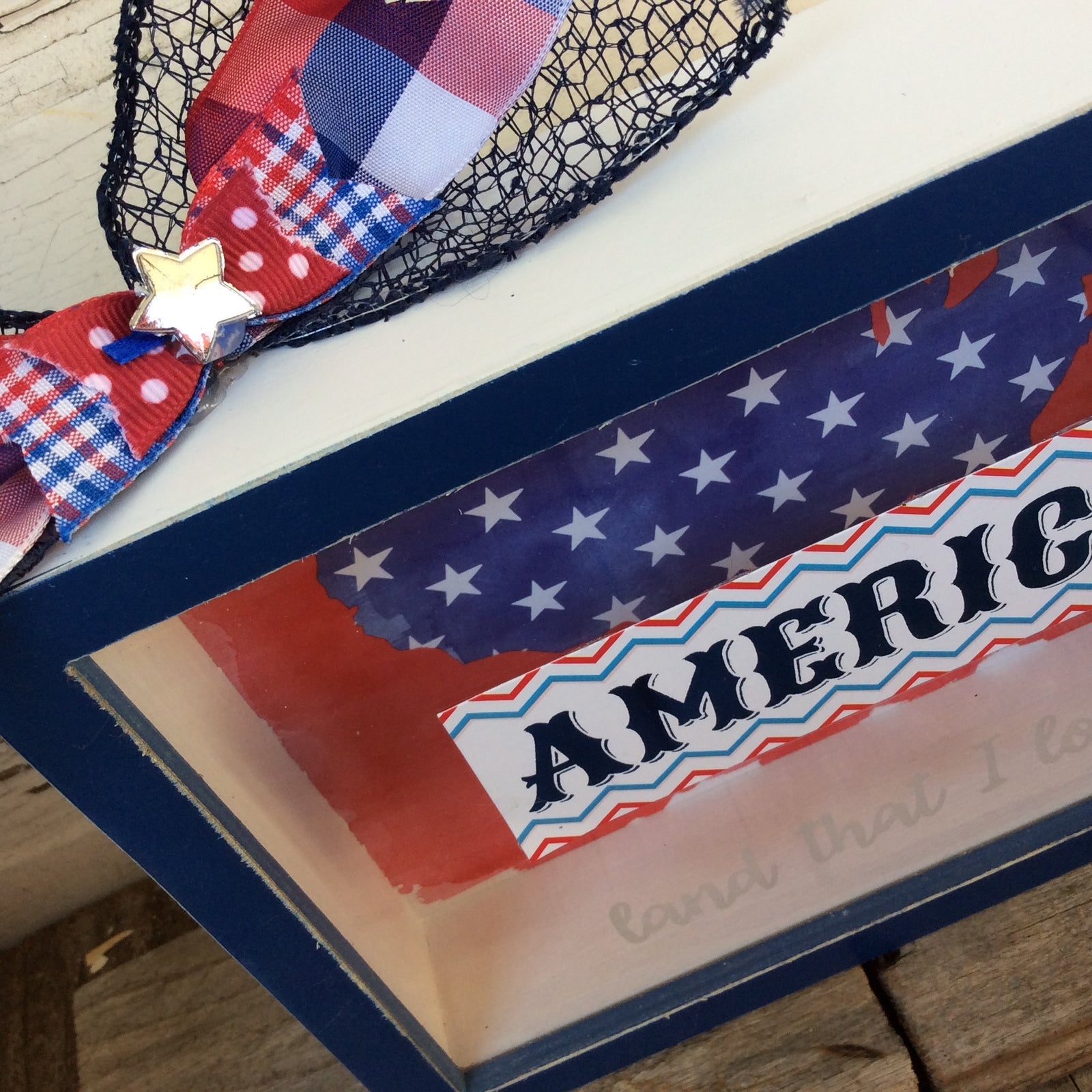 AGD Patriotic Decor - America Land That I Love Box Shadow Sign