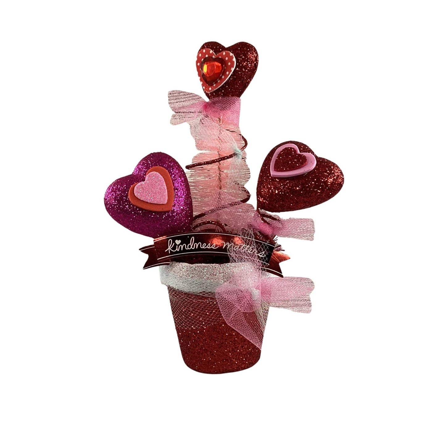AGD Valentines Decor -  Small Potted Kindness Matters Sisal Tree Display