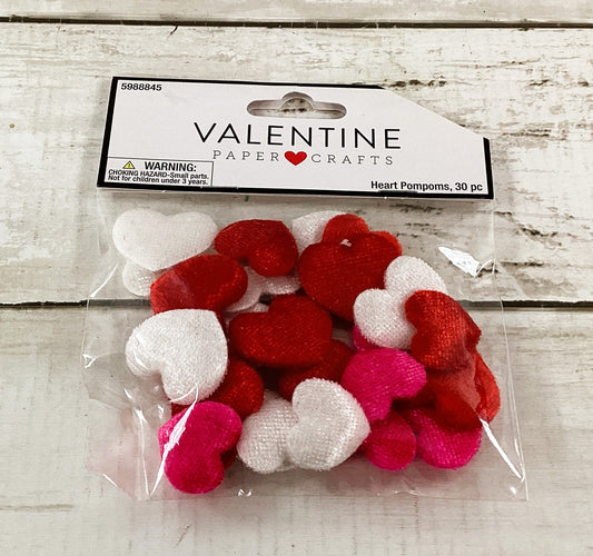 HL Valentines Craft Supply - Mini Felt Velvet Heart Embellishments 30pc