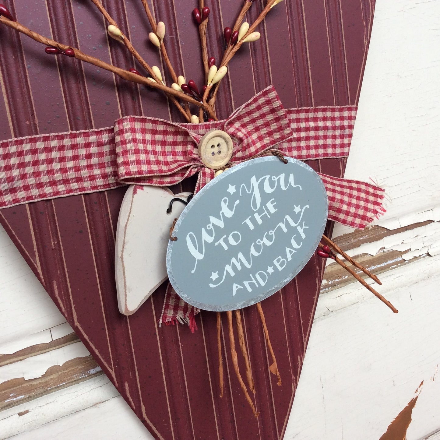 AGD Valentine's Decor – Love You to The Moon Farmhouse Pipberry Wood Heart