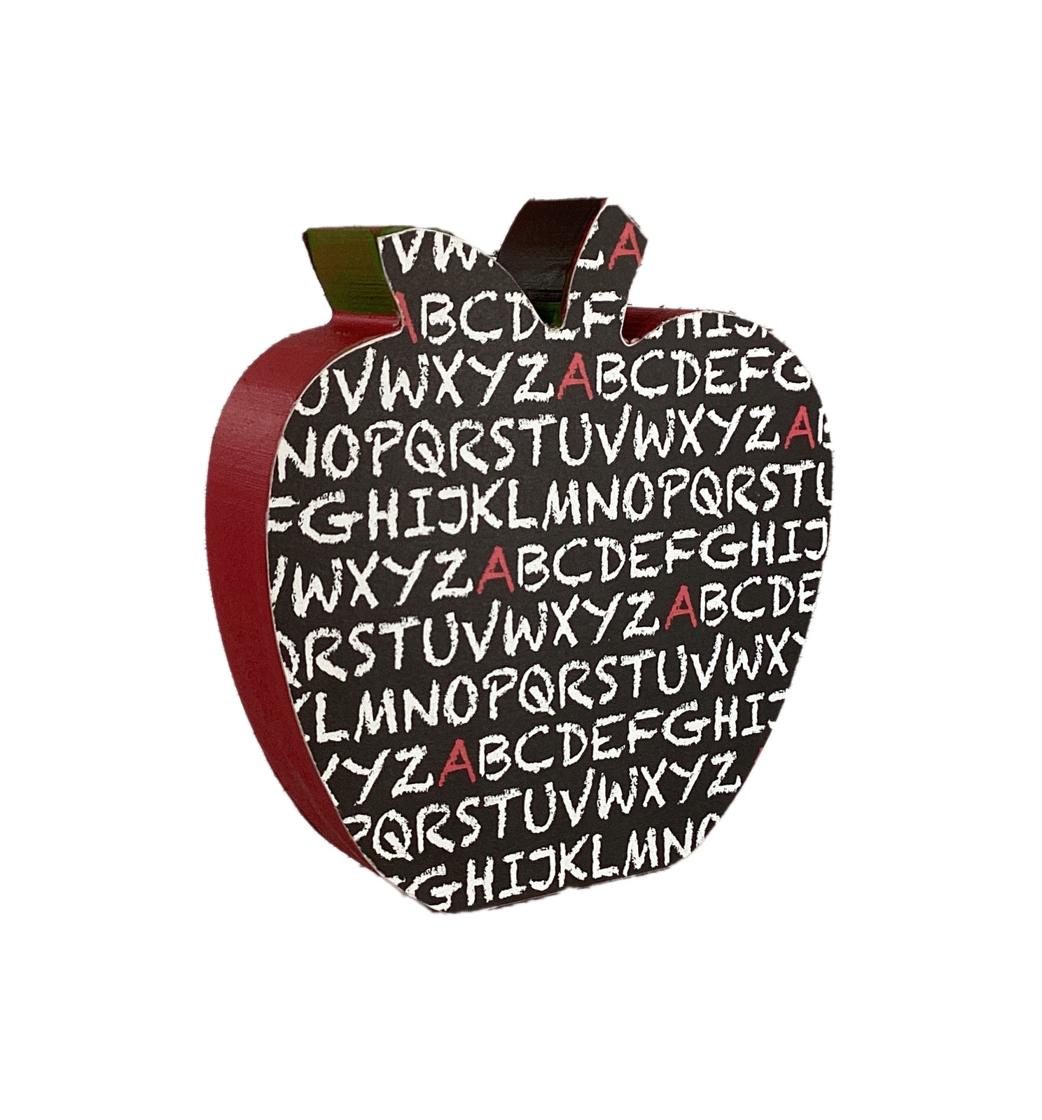 AGD Teacher Gift Decor - Apple Alphabet  Super Power Chunky Wood Apple Sitter