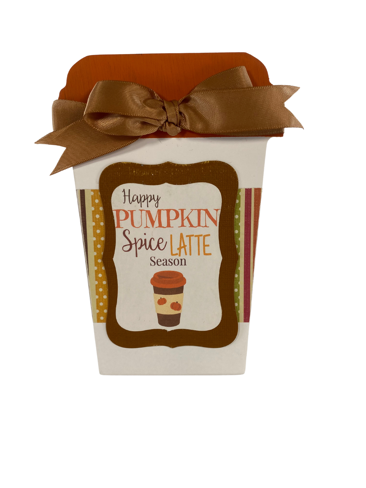 AGD Fall Decor - Pumpkin Latte To Go Coffee Chunky Wood Tabletop Sitter