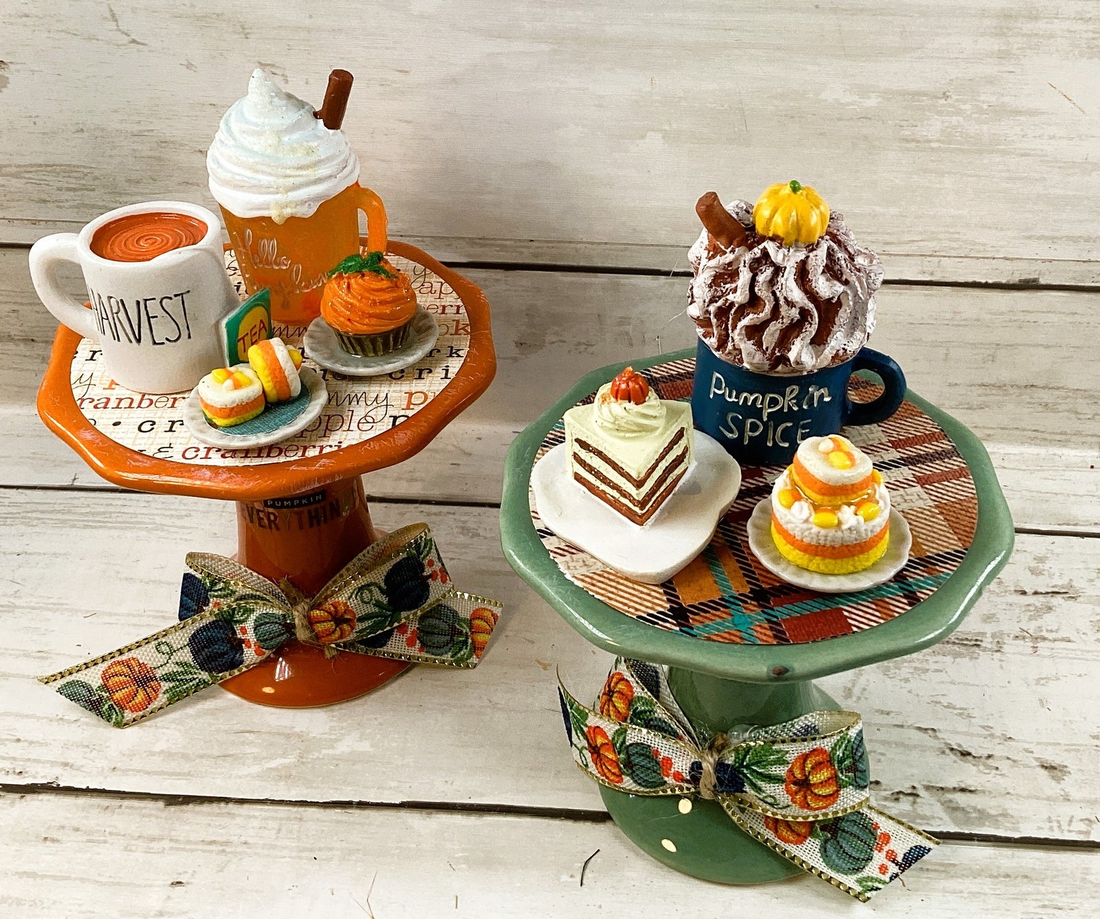 AGD Fall Decor - Pumpkin Spice Latte Pie Dessert Cupcake Risers 2pc