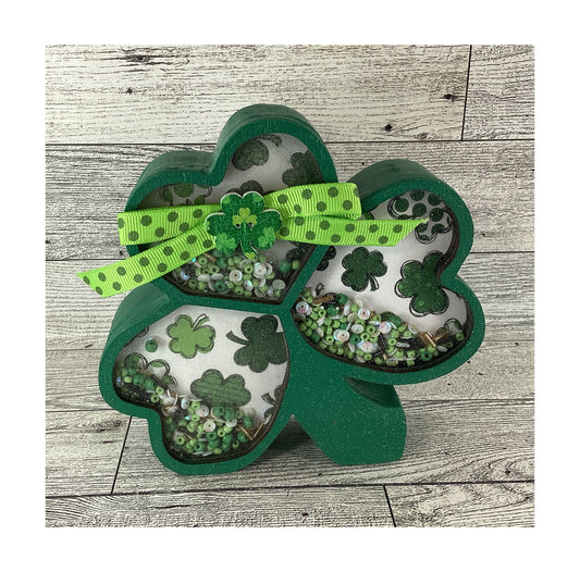 AGD Saint Patrick Decor - Irish Shamrock Chunky Wood Shaker Sitter