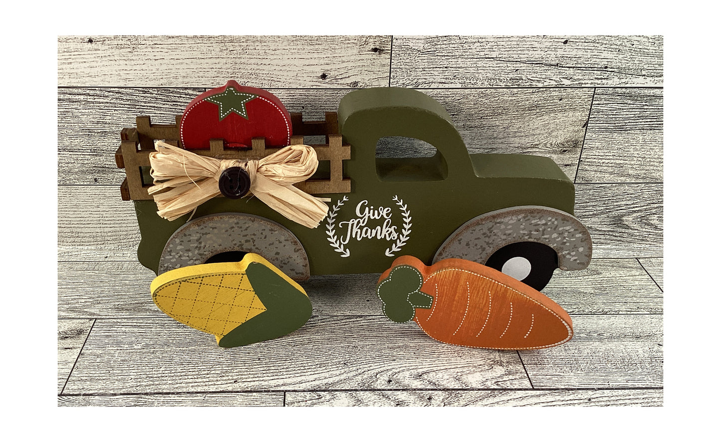 AGD Fall Decor - Chunky Wood Truck Corn Carrot Tier Tray Bundle 5pc Set