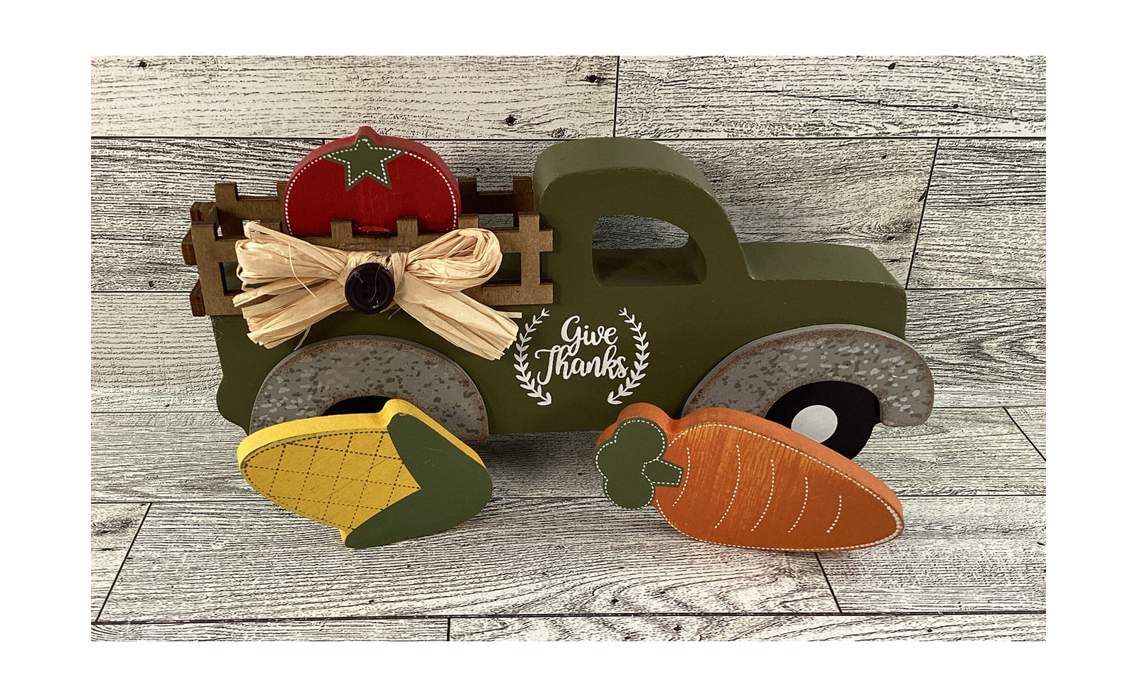 AGD Fall Decor - Chunky Wood Truck Corn Carrot Tier Tray Bundle 5pc Set