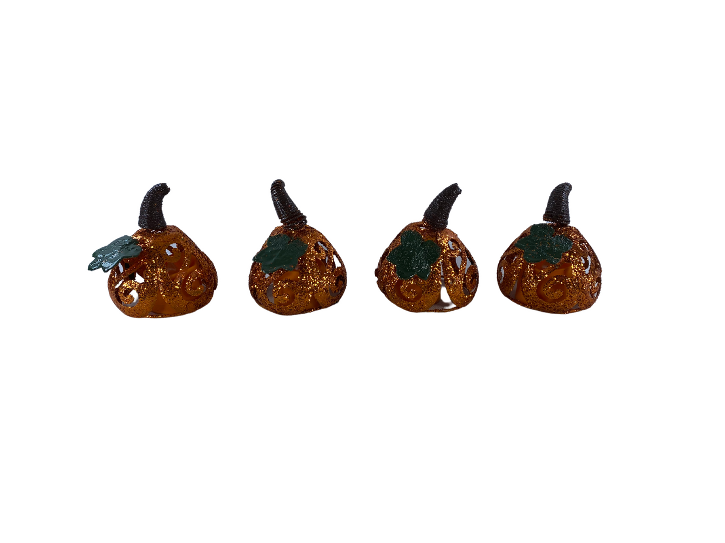 AGD Fall Decor - Glitter Pumpkin Filigree Tealight Covers 4pc Set