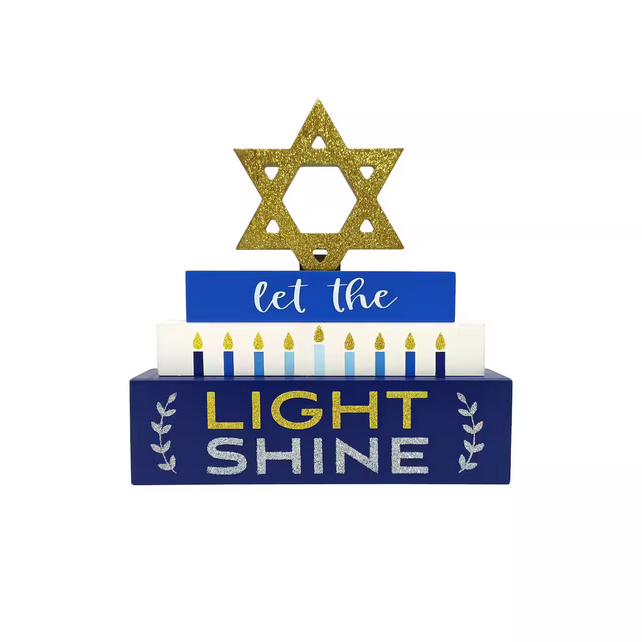MIchaels Jewish - Let Light Shine Hanukkah Star of David Shalom Block Sign