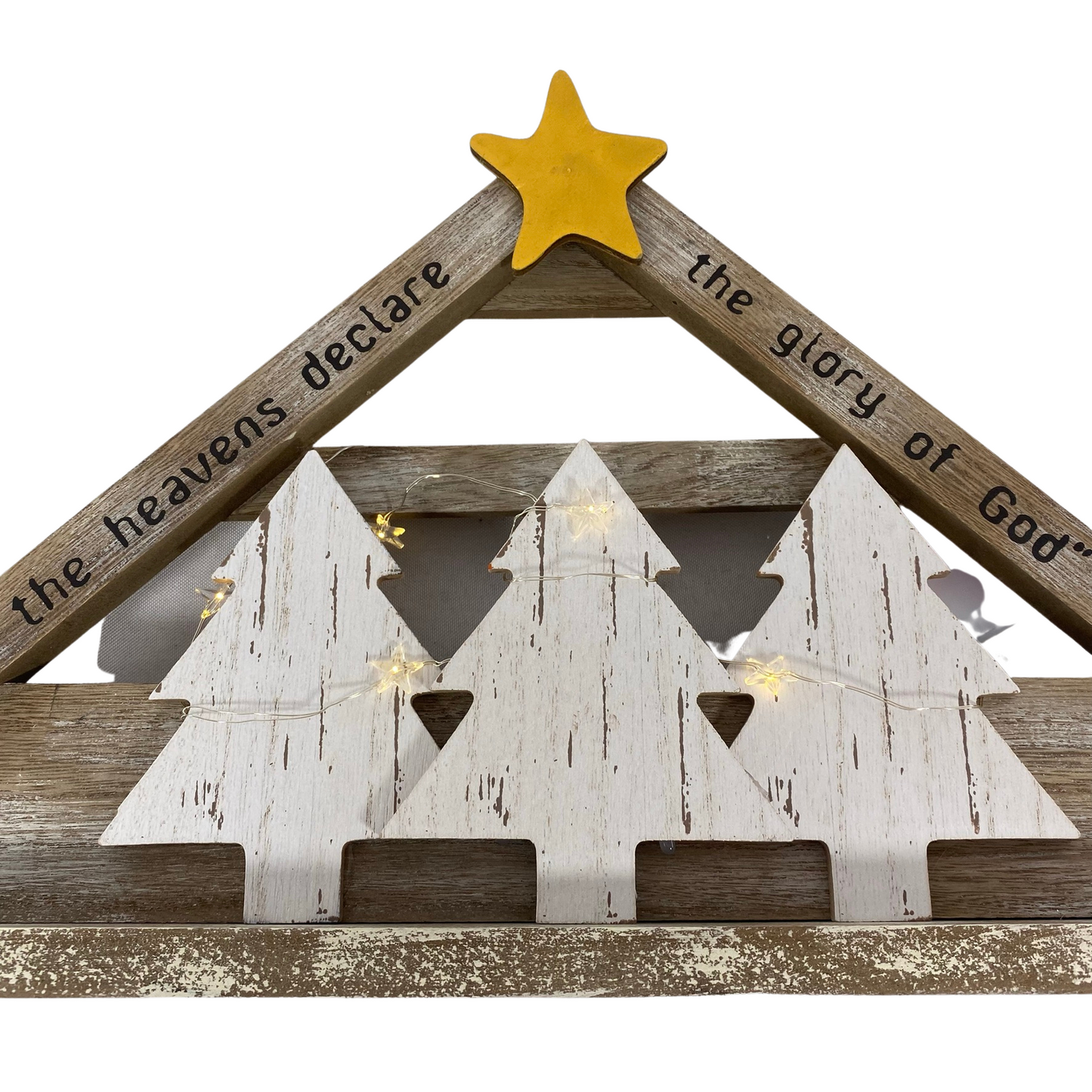AGD Christmas Decor - Resin Children Nativity Lighted Stable Wood Manger Set