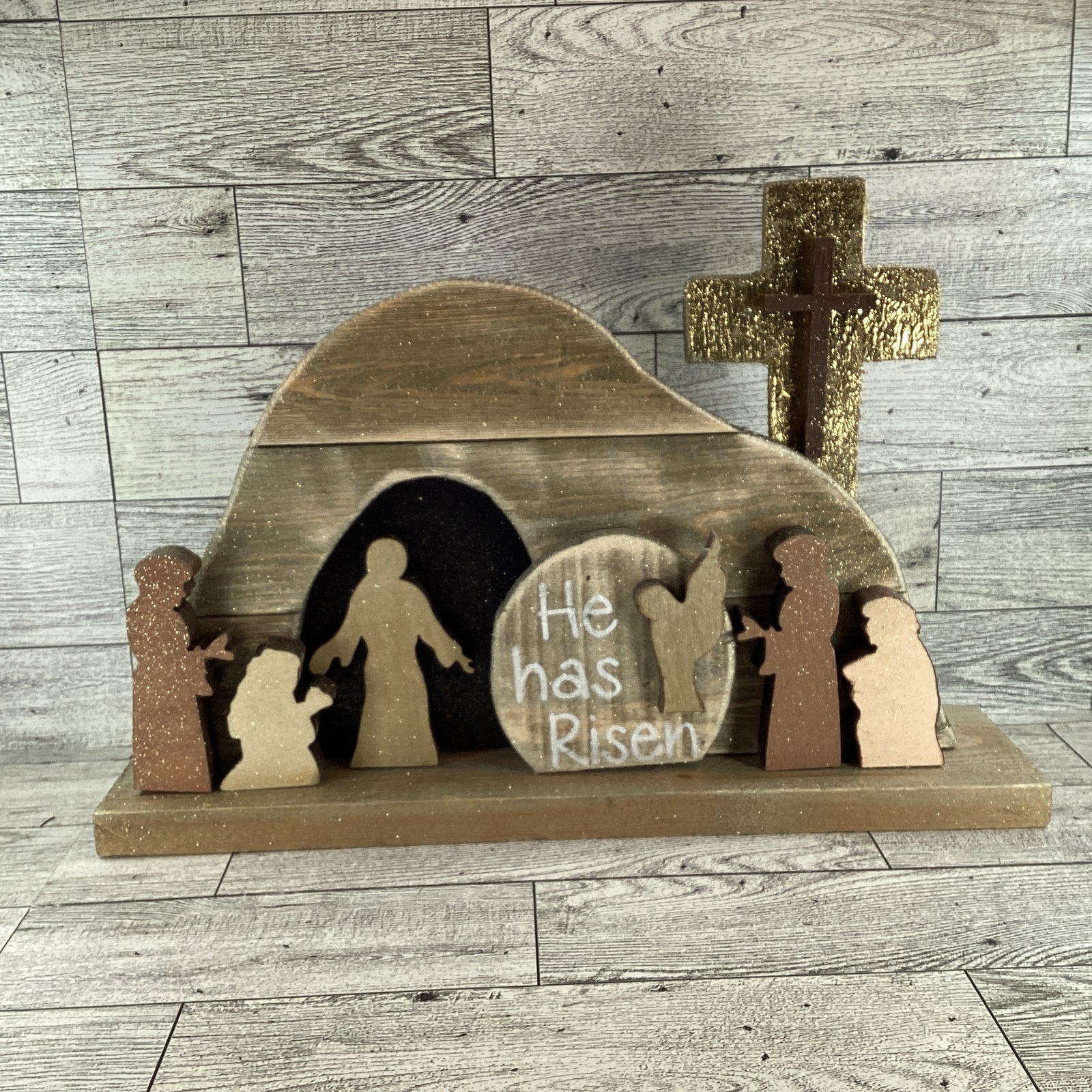AGD Easter Decor - Jesus Wood Resurrection Tomb Scene