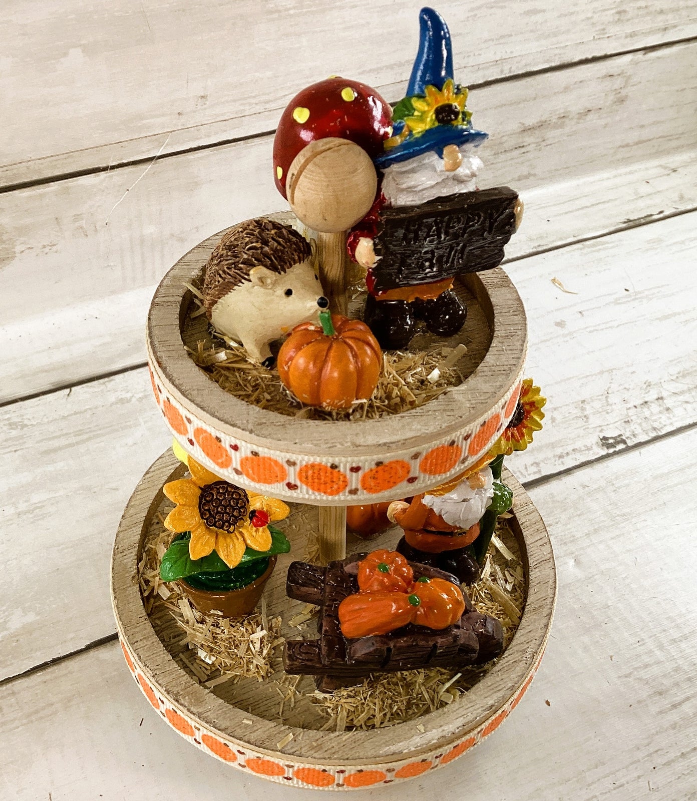 AGD Fall Decor - Autumn Harvest Small Miniature Fairy Tier Tray
