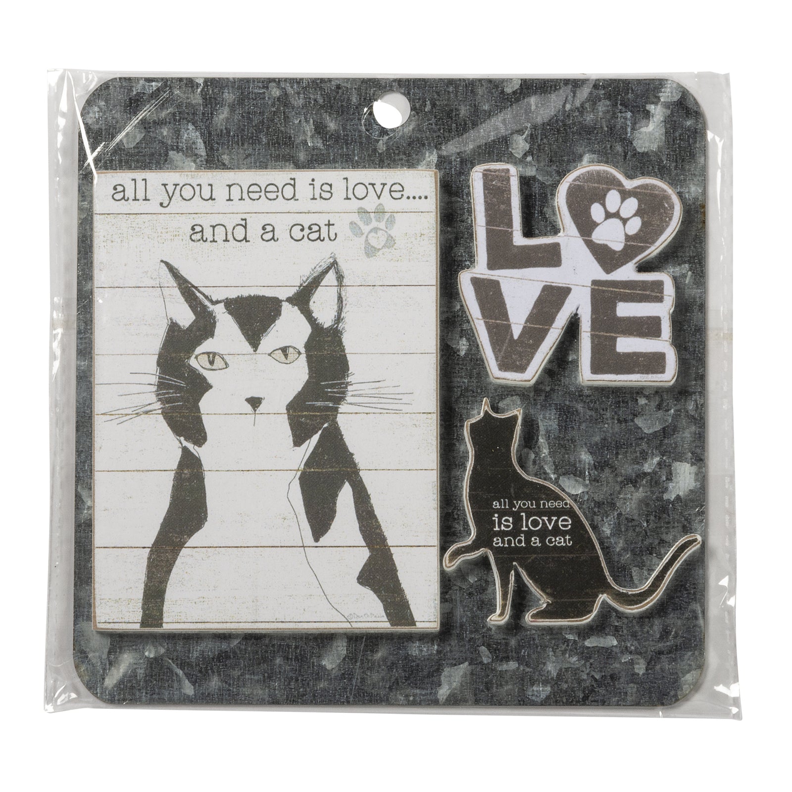 PBK Pet Decor - All You Need is Love Cat Magnet Memo 3pc.Set