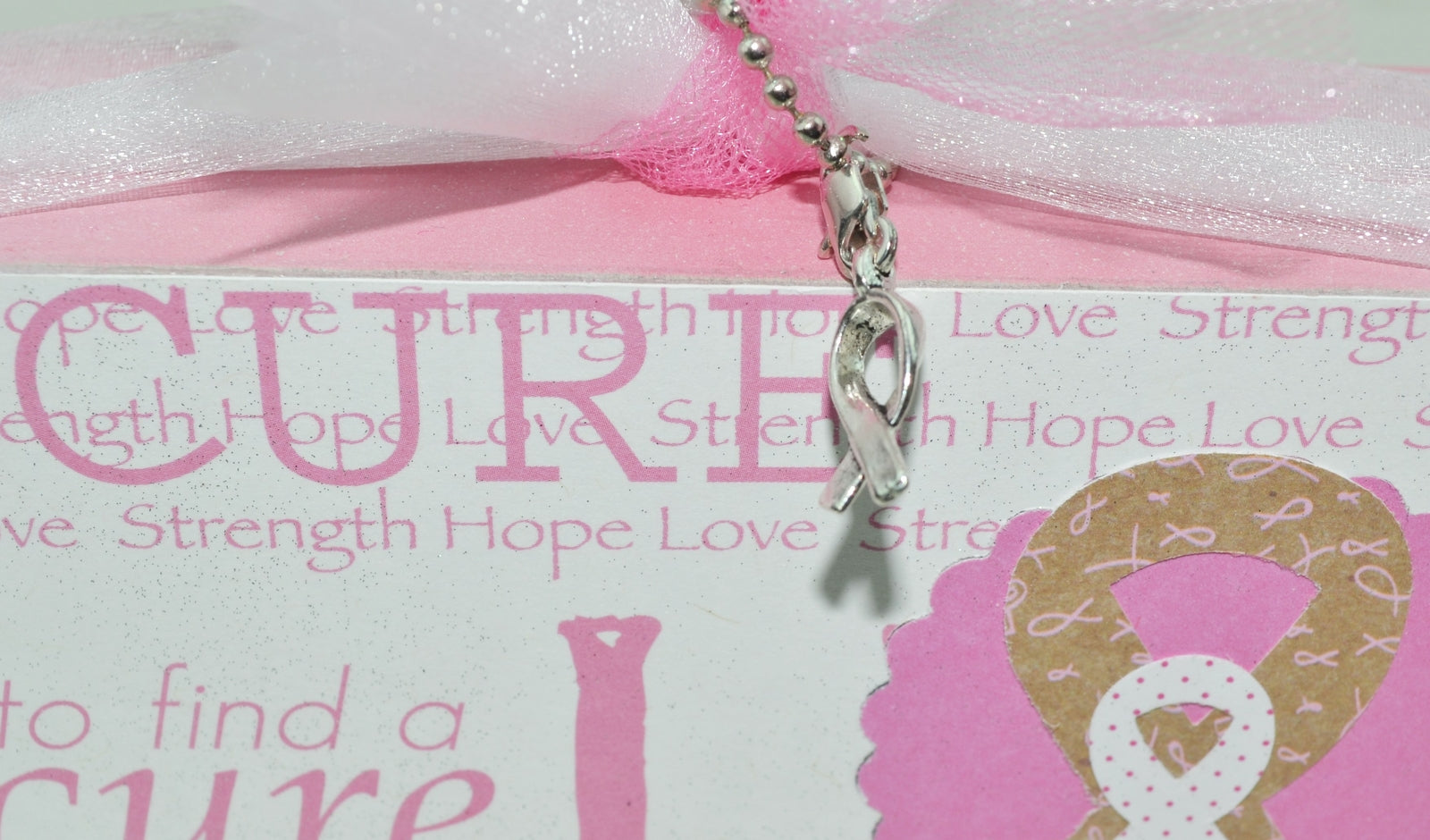 AGD Cancer Support Decor - Pink Cure Ribbon Block Sitter