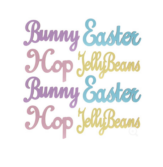 Easter Craft Supply - Jelly Beans Hop Easter Bunny Cutouts Words 8pc Set