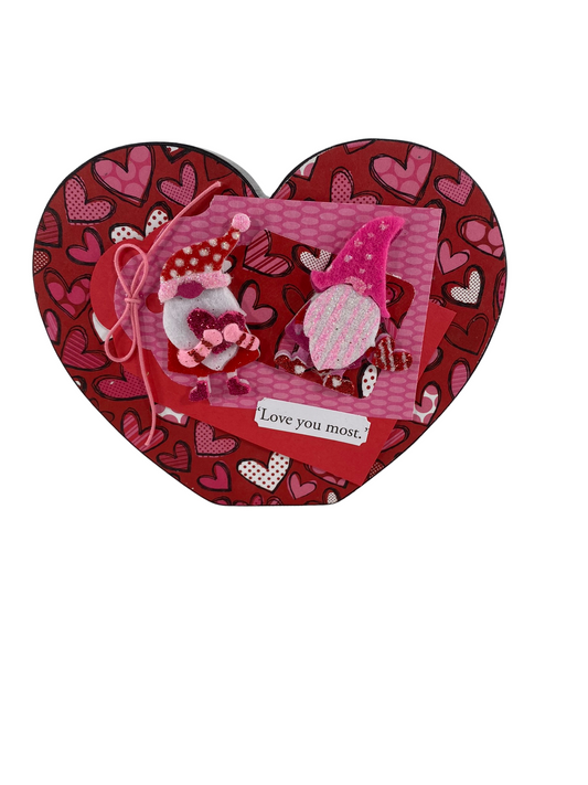 AGD Valentines Decor - Love You Most Gnomes Chunky Heart Sitter
