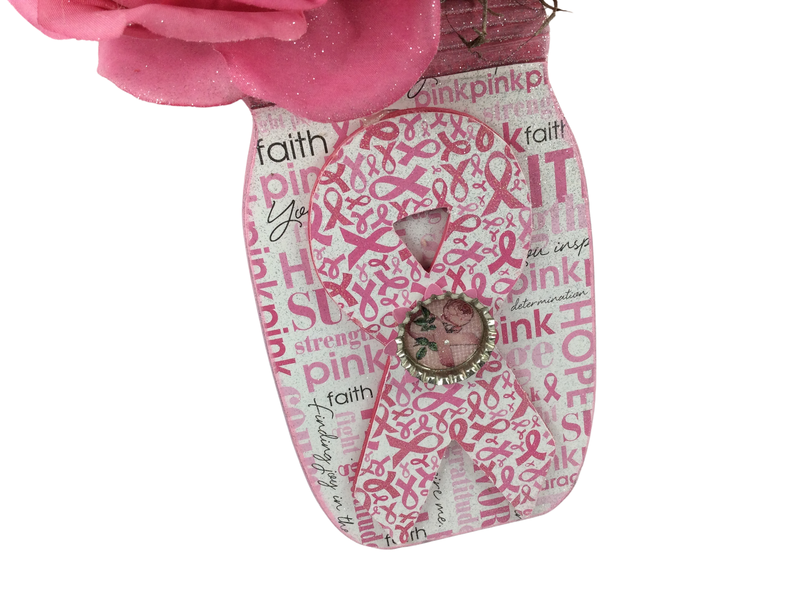 AGD Cancer Support Decor - Pink White Floral Mason Jar Display