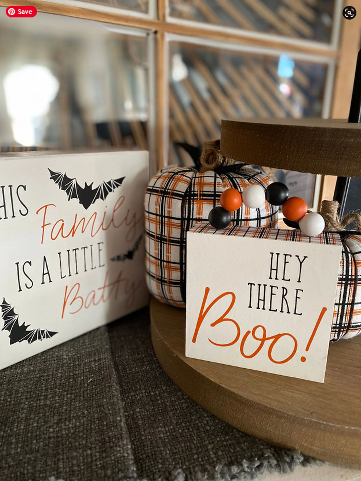 Collins Halloween Decor - Hey There Boo! Block Sign