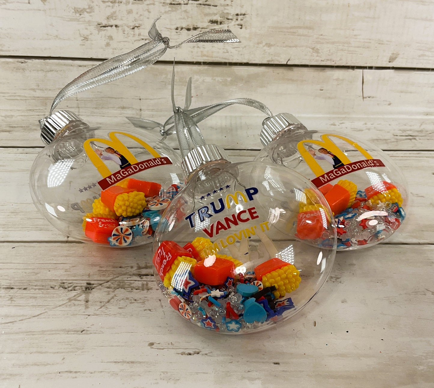 AGD Patriotic Decor - Trump Vance Lovin It French Fries Ornaments 3pc